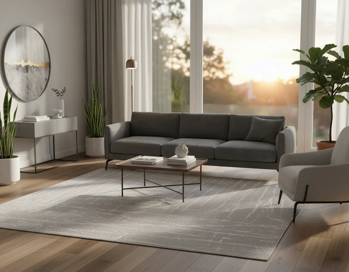 Tapete Moderno Gris con Diseño Abstracto en Blanco Render