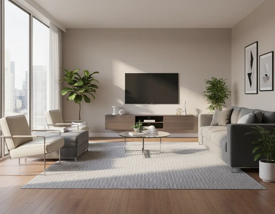 Tapete Moderno Gris con Diseño Geométrico en Blanco Render