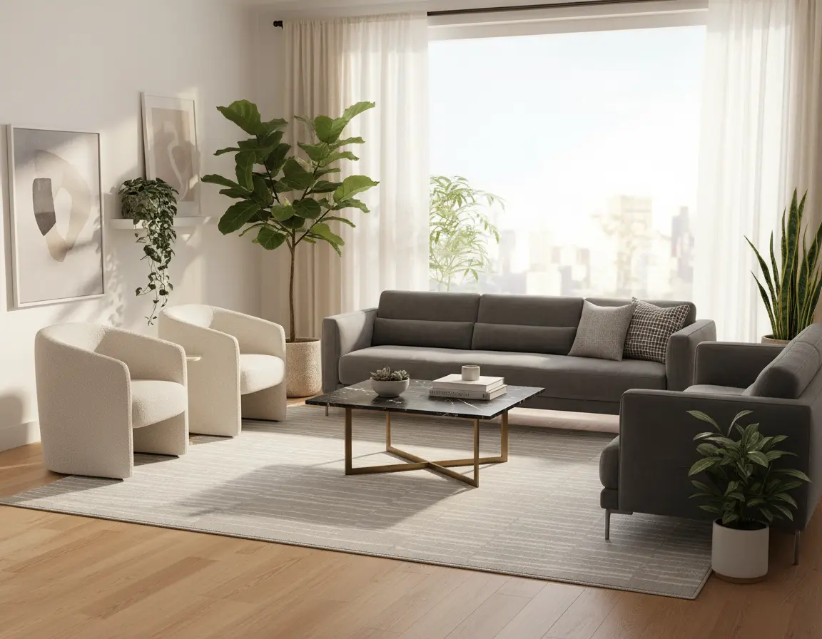 Tapete Moderno Gris con Diseño de Líneas Verticales Render