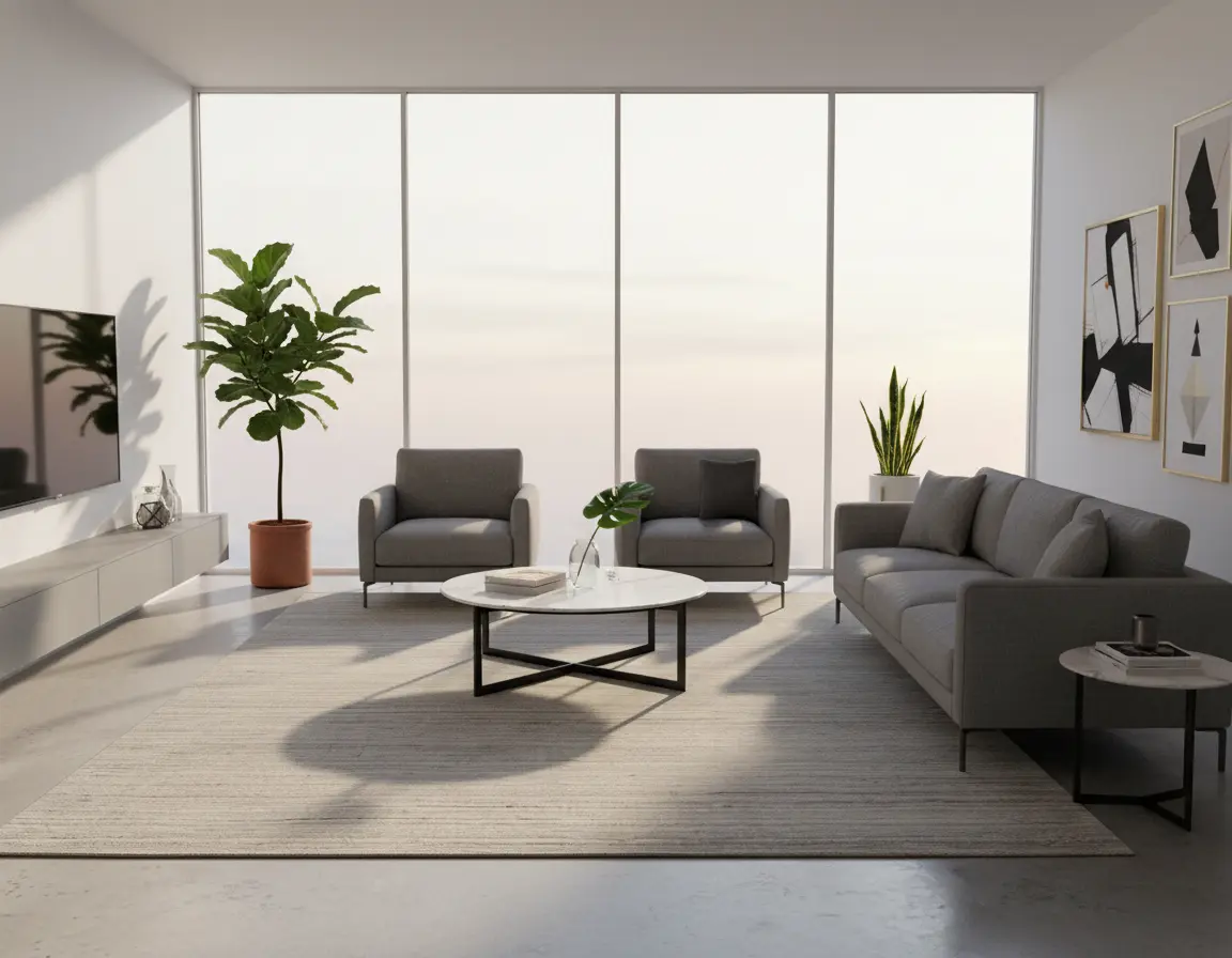 Tapete Moderno Neutro con Delicadas Líneas en Gris Oscuro Render