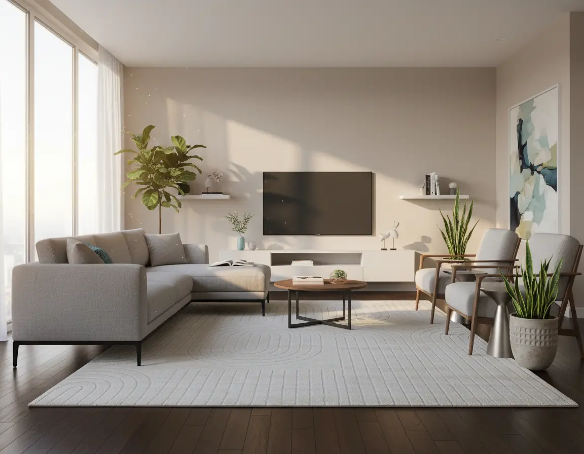 Tapete Moderno Neutro con Diseño Abstracto de Arcos Render