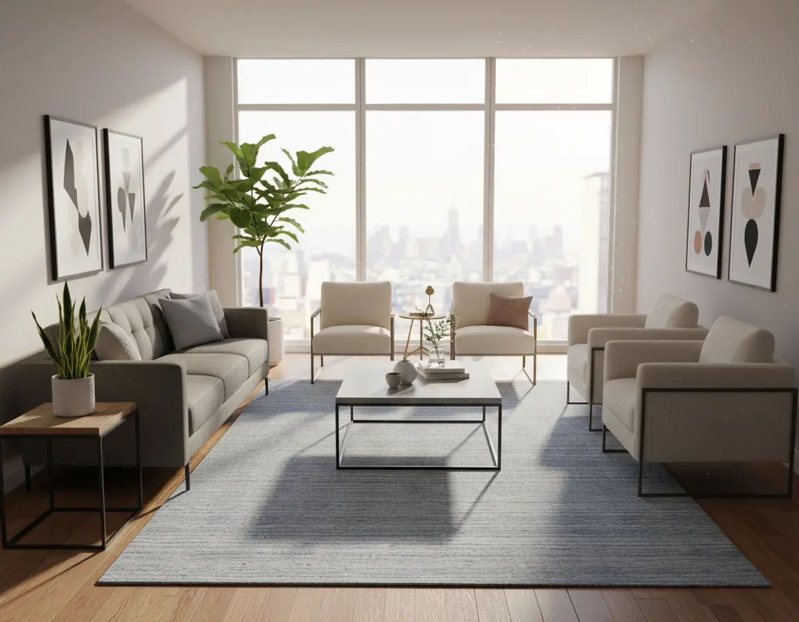 Tapete Texturizado Gris con Diseño de Líneas Horizontales para Sala y Recámara Render