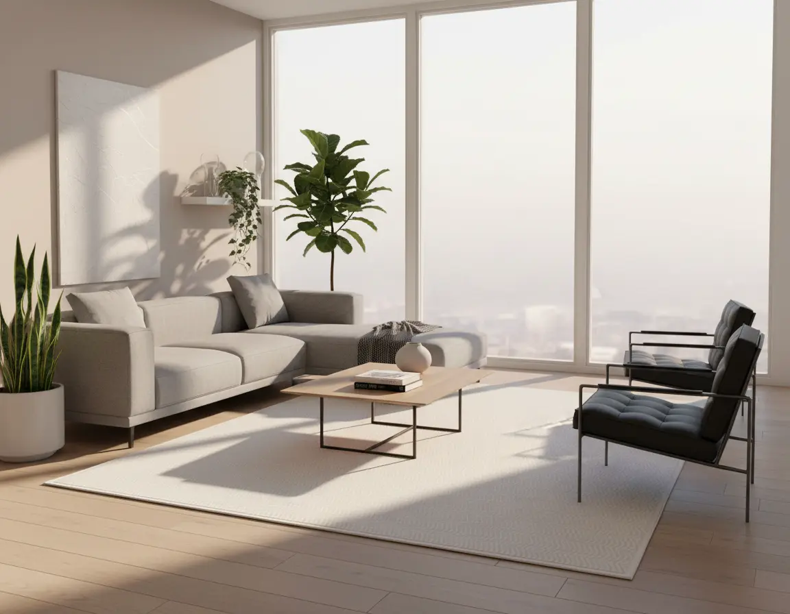 Tapete Moderno Neutro con Diseño de Ondas Sutiles Render