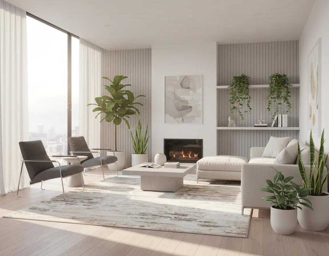 Tapete Abstracto Neutro con Diseño de Pinceladas en Café Render