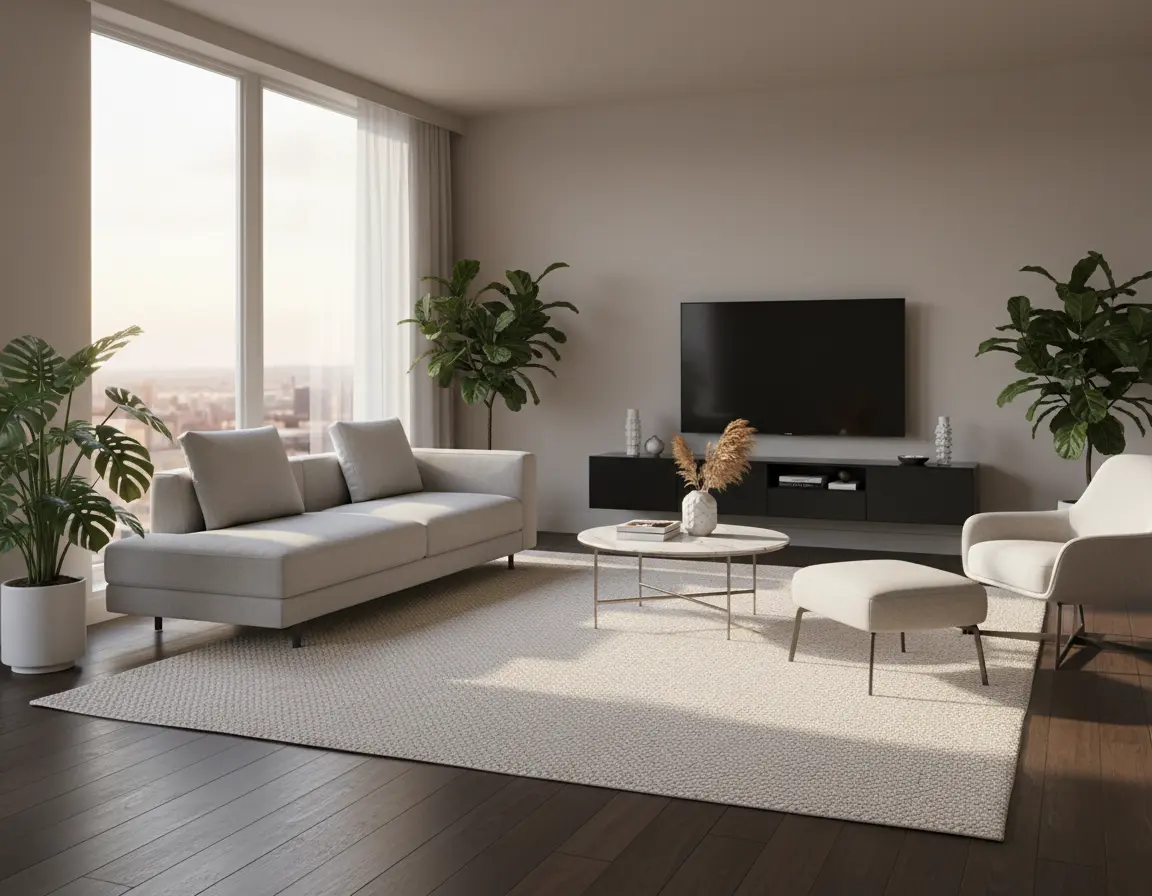 Tapete Texturizado Neutro con Tejido Natural Render