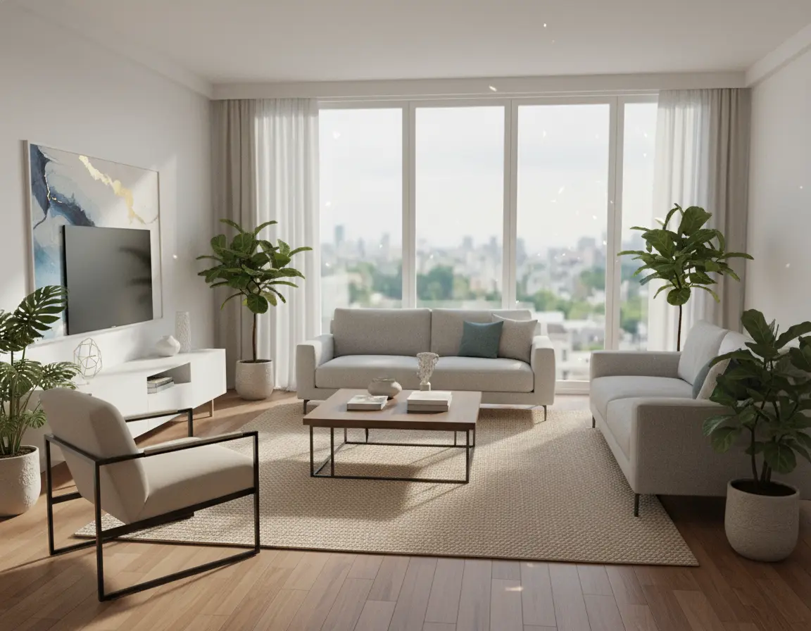 Tapete Texturizado Beige con Tejido Trenzado Render