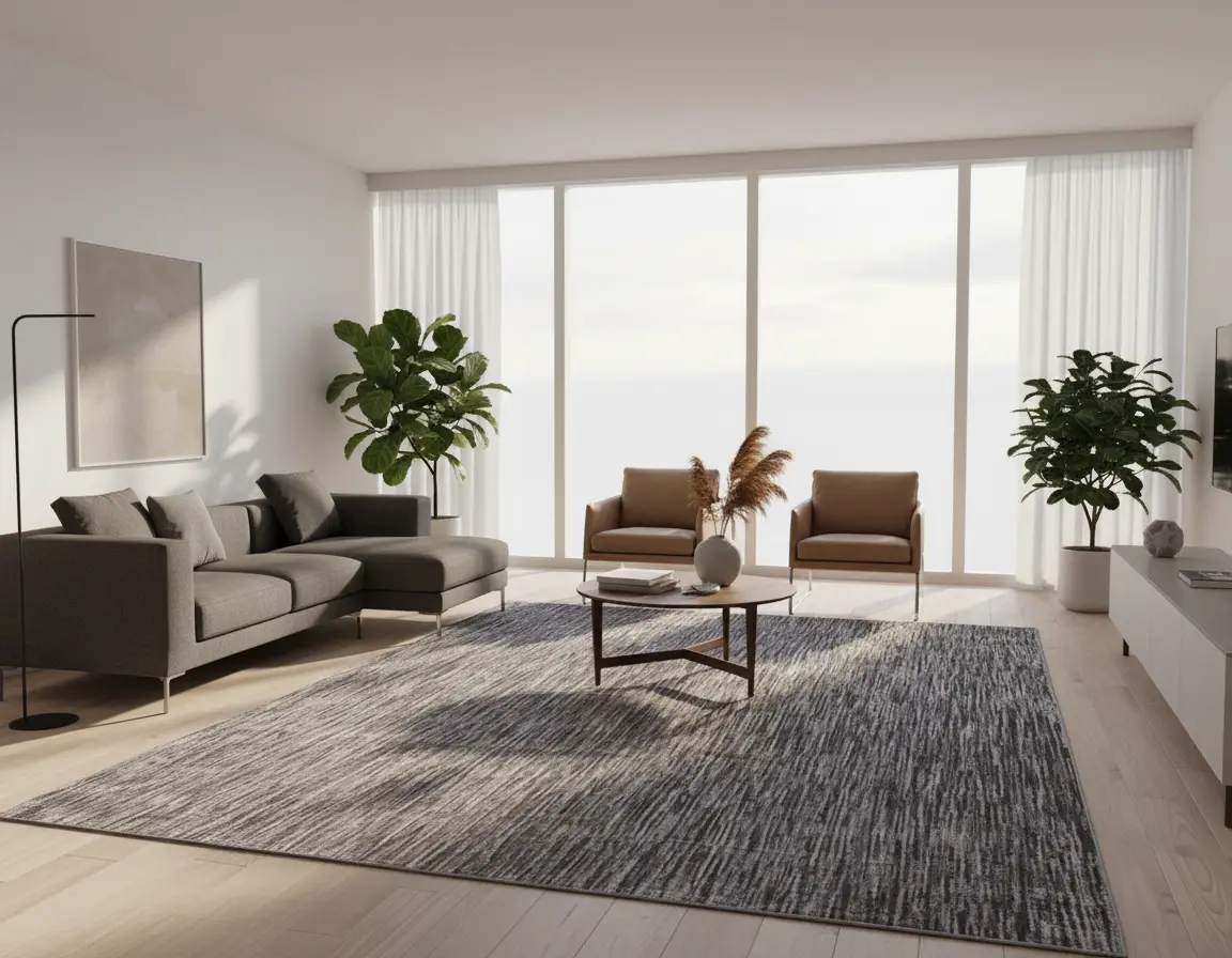 Tapete Moderno Gris con Diseño Abstracto en Plata Render