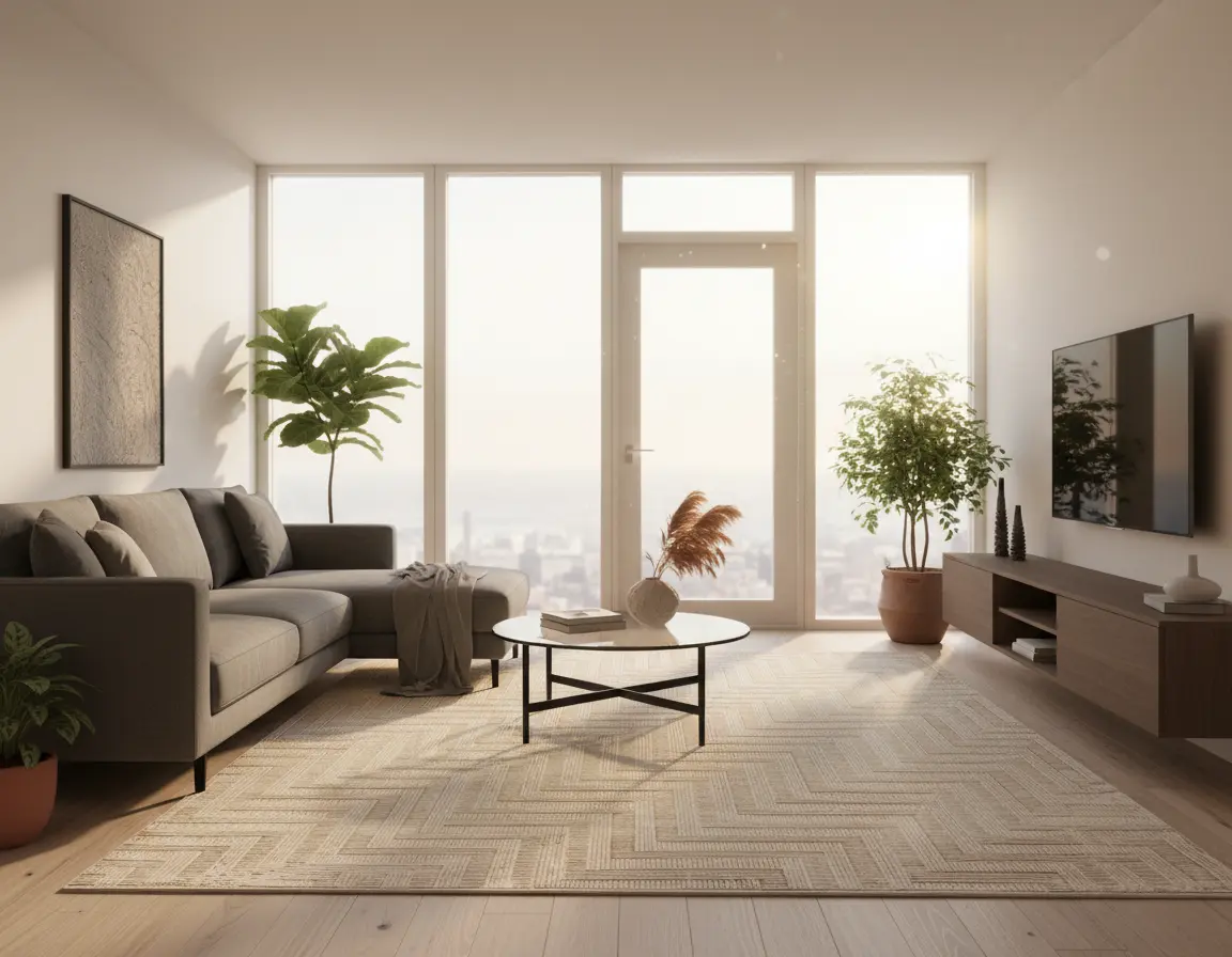 Tapete Moderno Neutro con Diseño Zigzag Texturizado Render