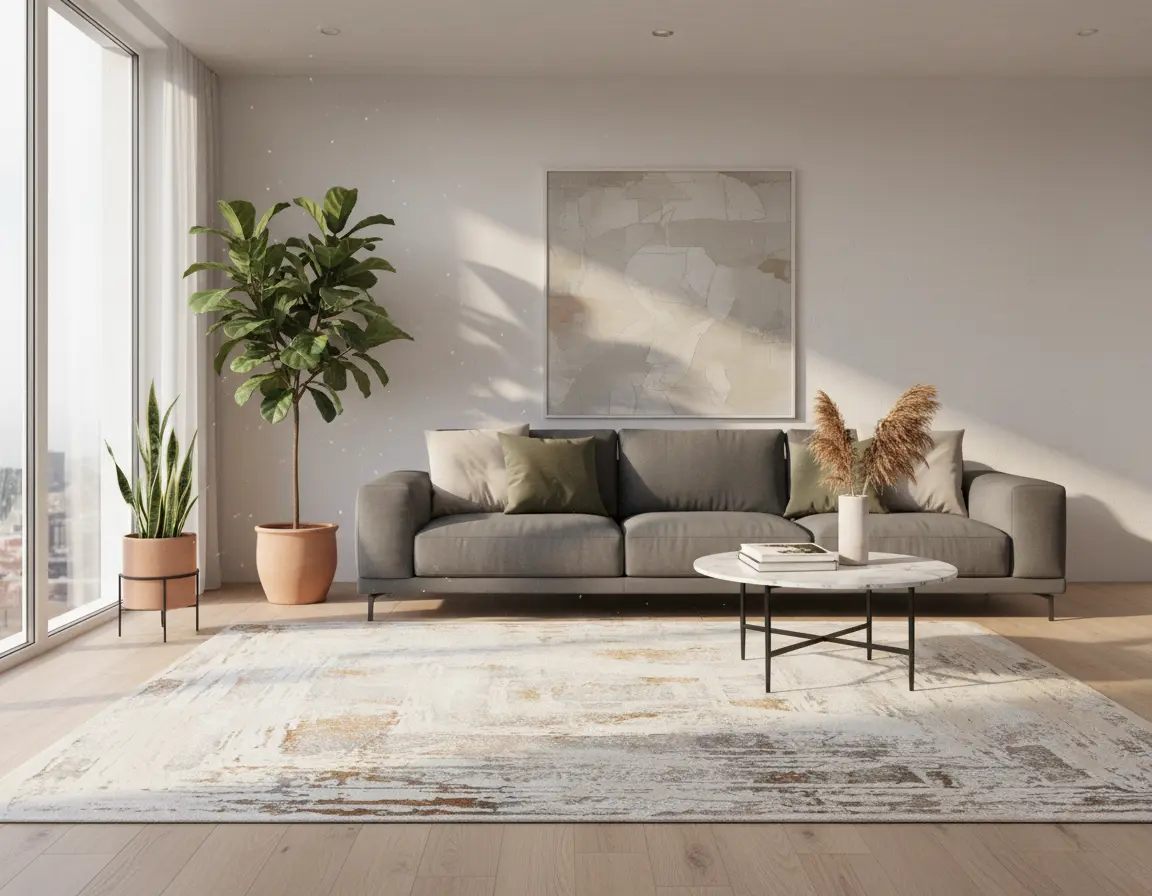 Tapete Moderno Neutro con Diseño Abstracto en Bronce Render