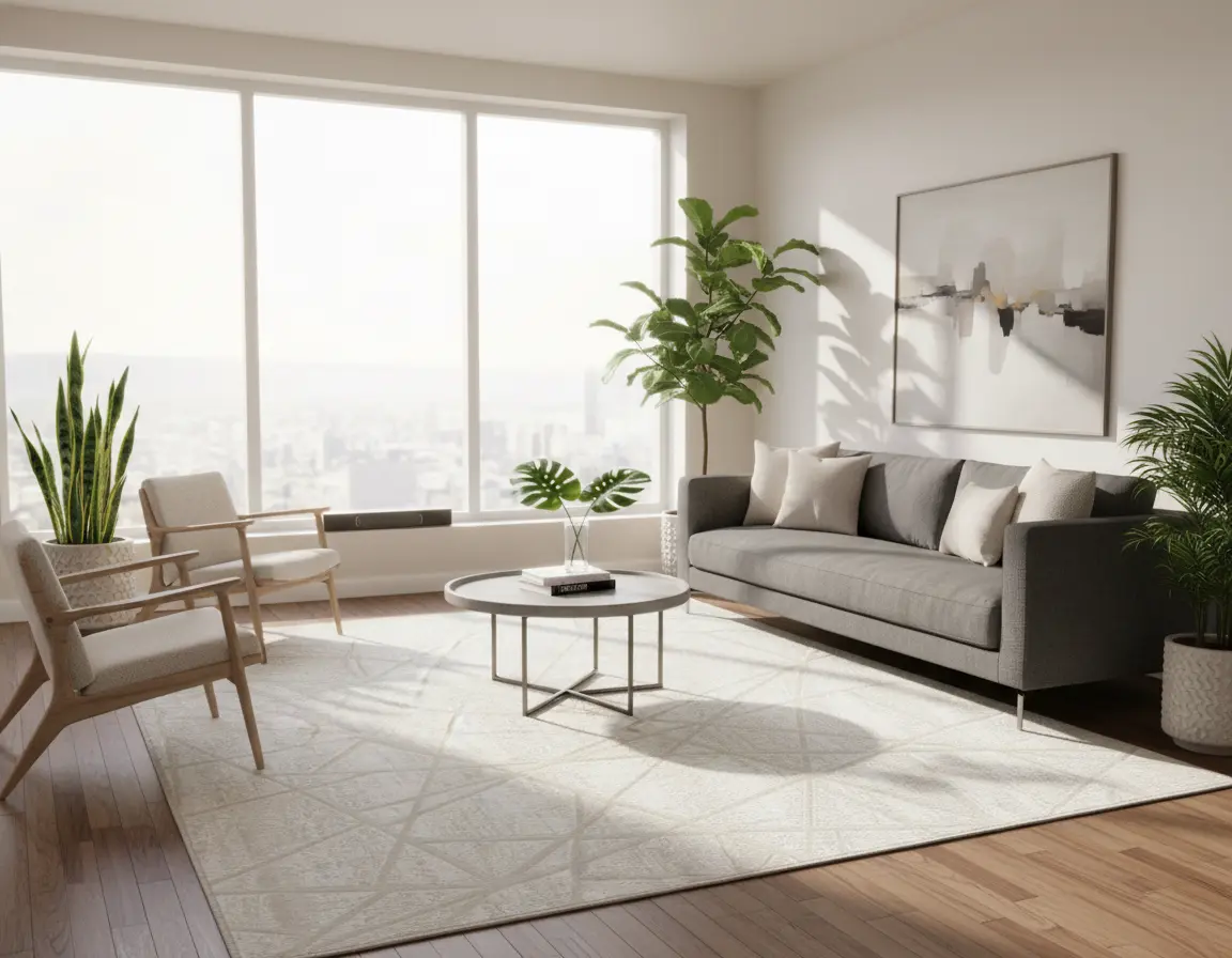 Tapete Moderno Neutro con Diseño Geométrico Render