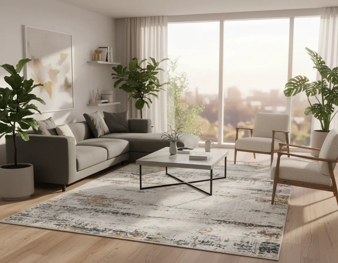 Tapete Moderno Neutro con Diseño Abstracto en Gris Oscuro Render