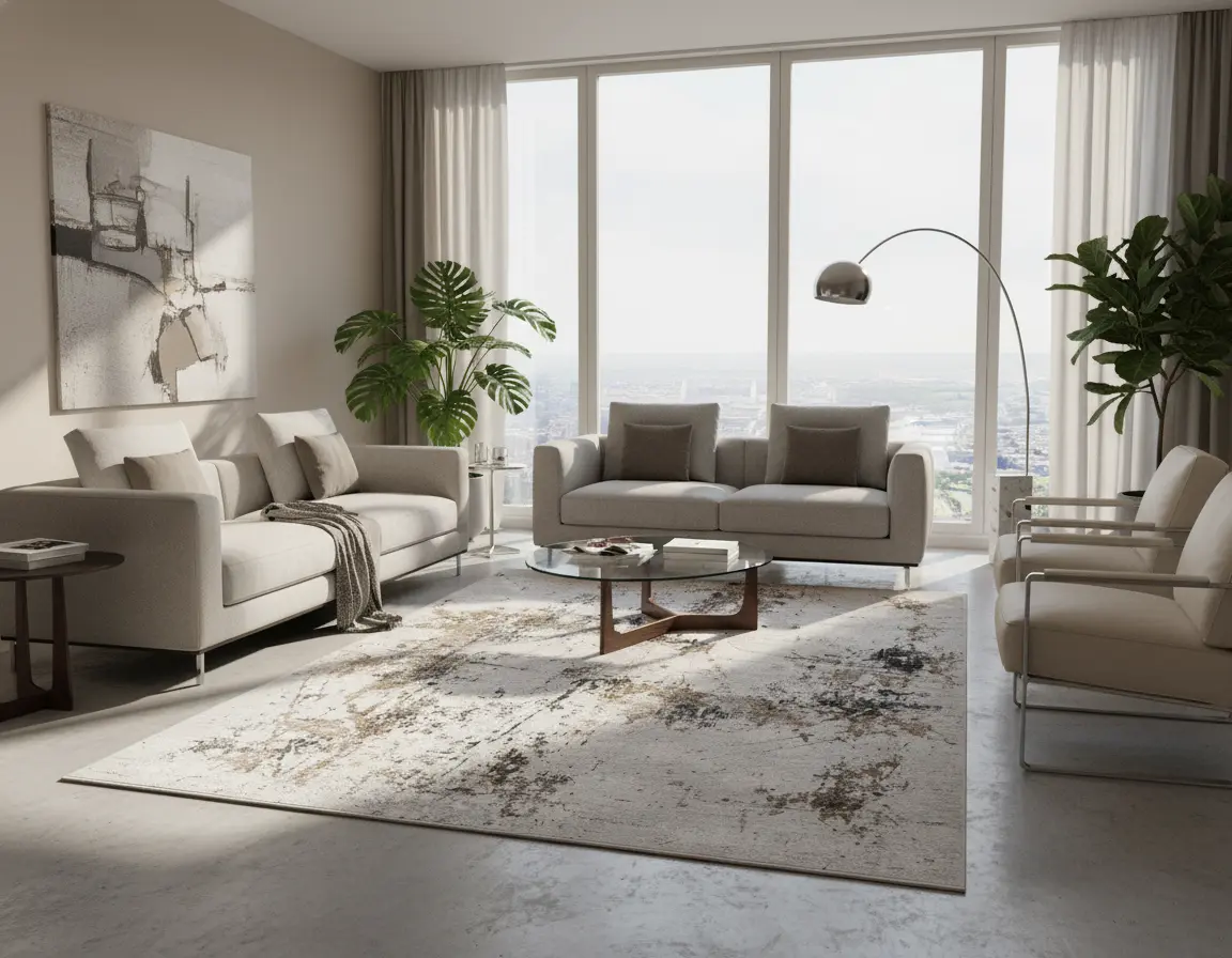 Tapete Moderno Neutro con Diseño Abstracto en Gris Oscuro Render