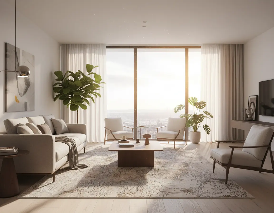 Tapete Moderno Neutro con Diseño Abstracto en Gris Render