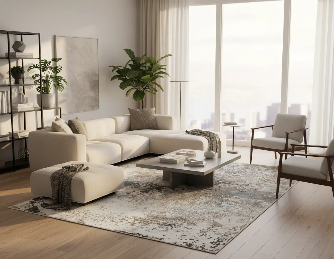 Tapete Moderno Neutro con Diseño Abstracto en Gris Oscuro Render