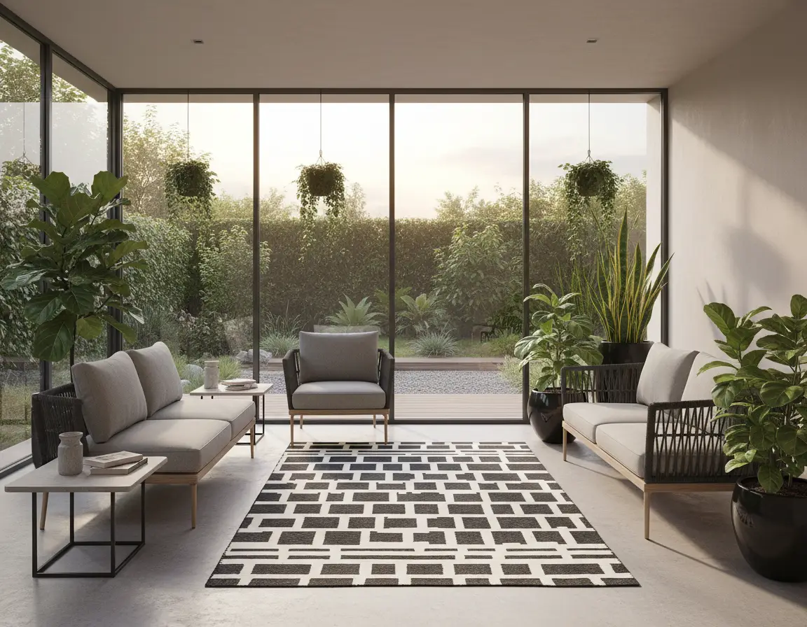 Tapete Moderno Neutro con Diseño Geométrico en Gris Oscuro Render