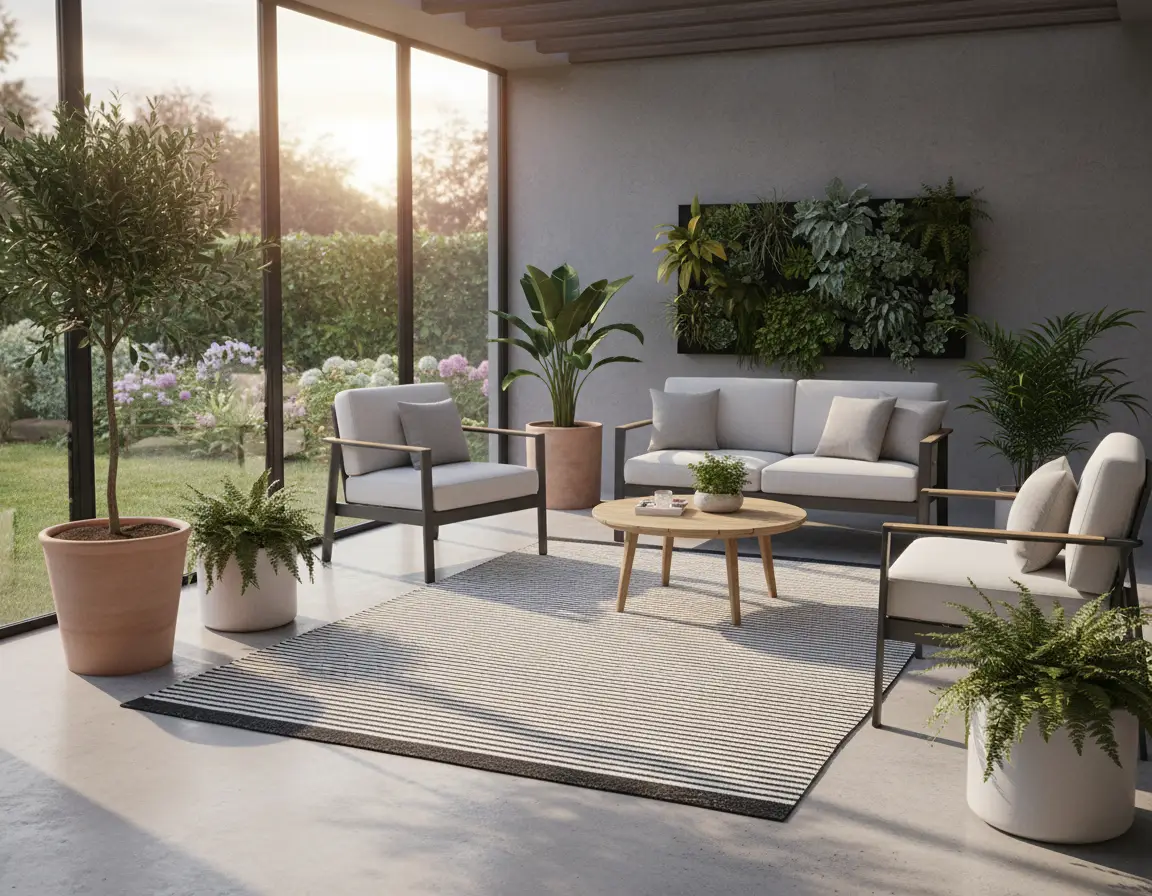 Tapete Moderno Neutro con Diseño de Rayas en Gris Oscuro Render