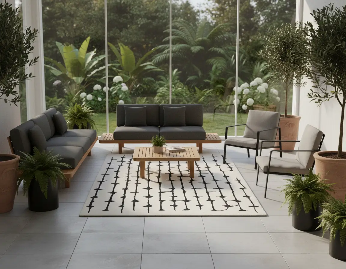 Tapete Moderno Neutro con Diseño Lineal en Gris Oscuro Render