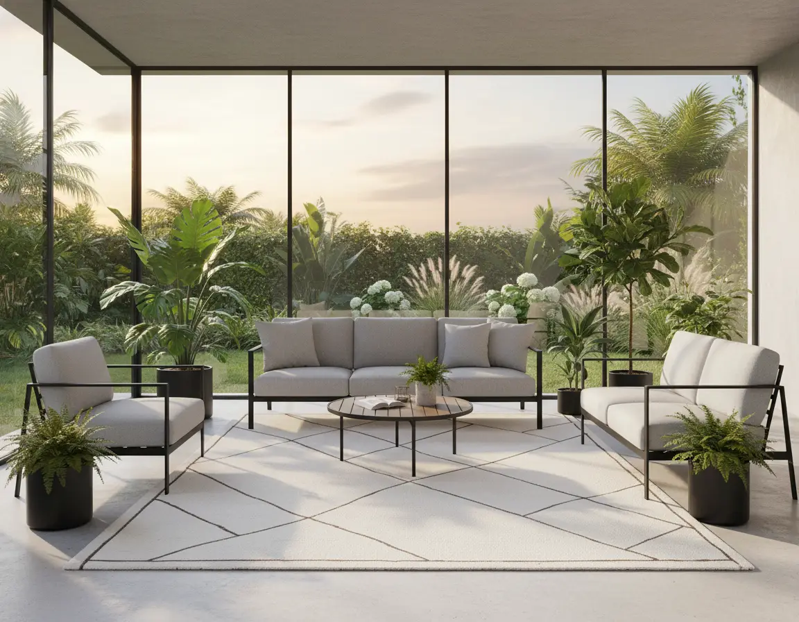 Tapete Moderno Neutro con Diseño Geométrico en Cafe Render