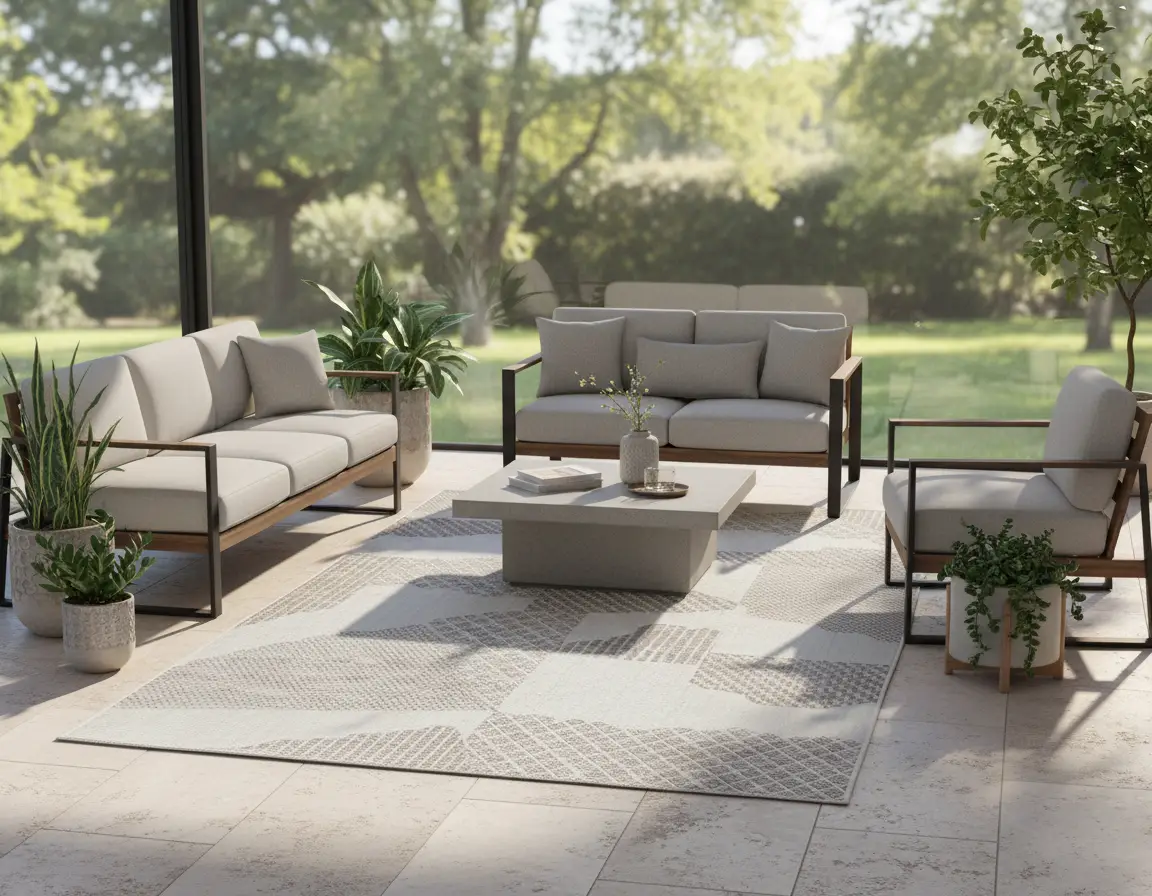 Tapete Moderno Neutro con Diseño Abstracto en Cafe Render