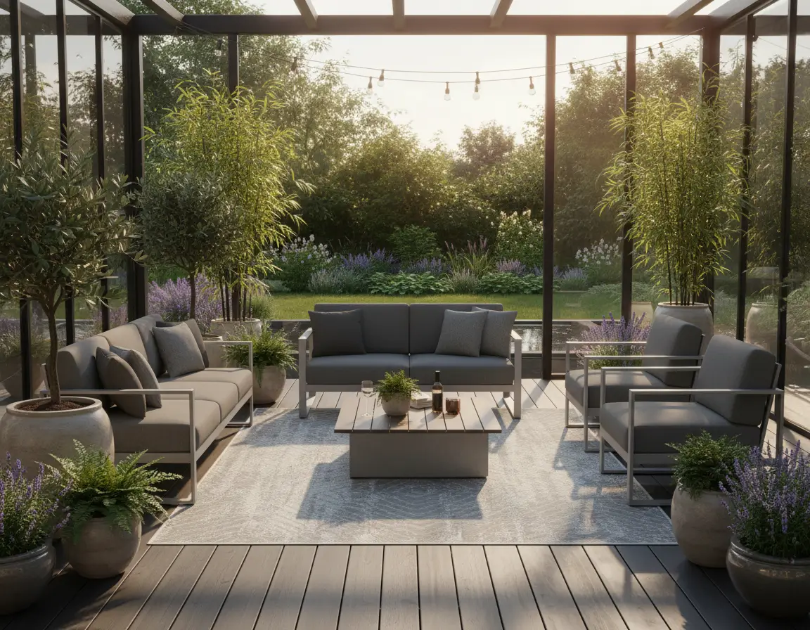 Tapete Moderno Gris con Diseño Geométrico Abstracto en Plata Render