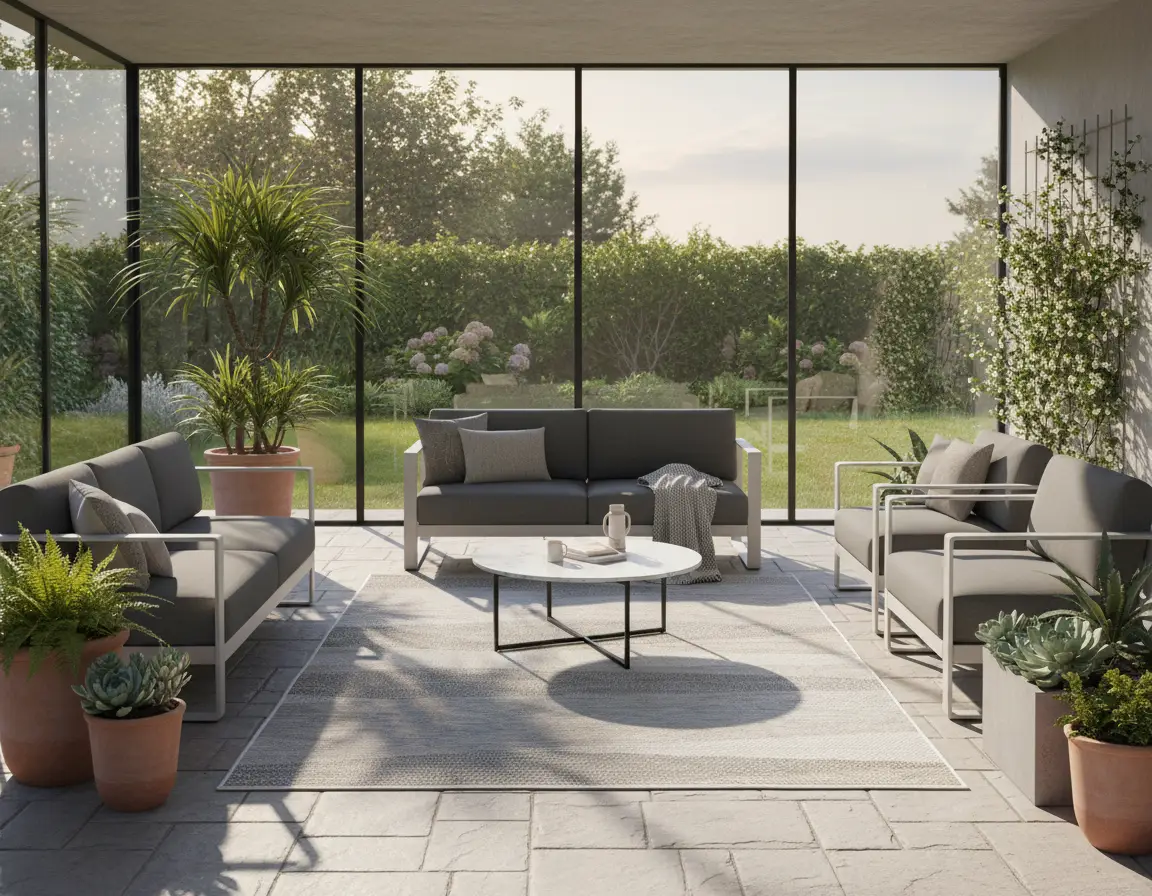 Tapete Moderno Neutro con Diseño de Rayas Horizontales Render