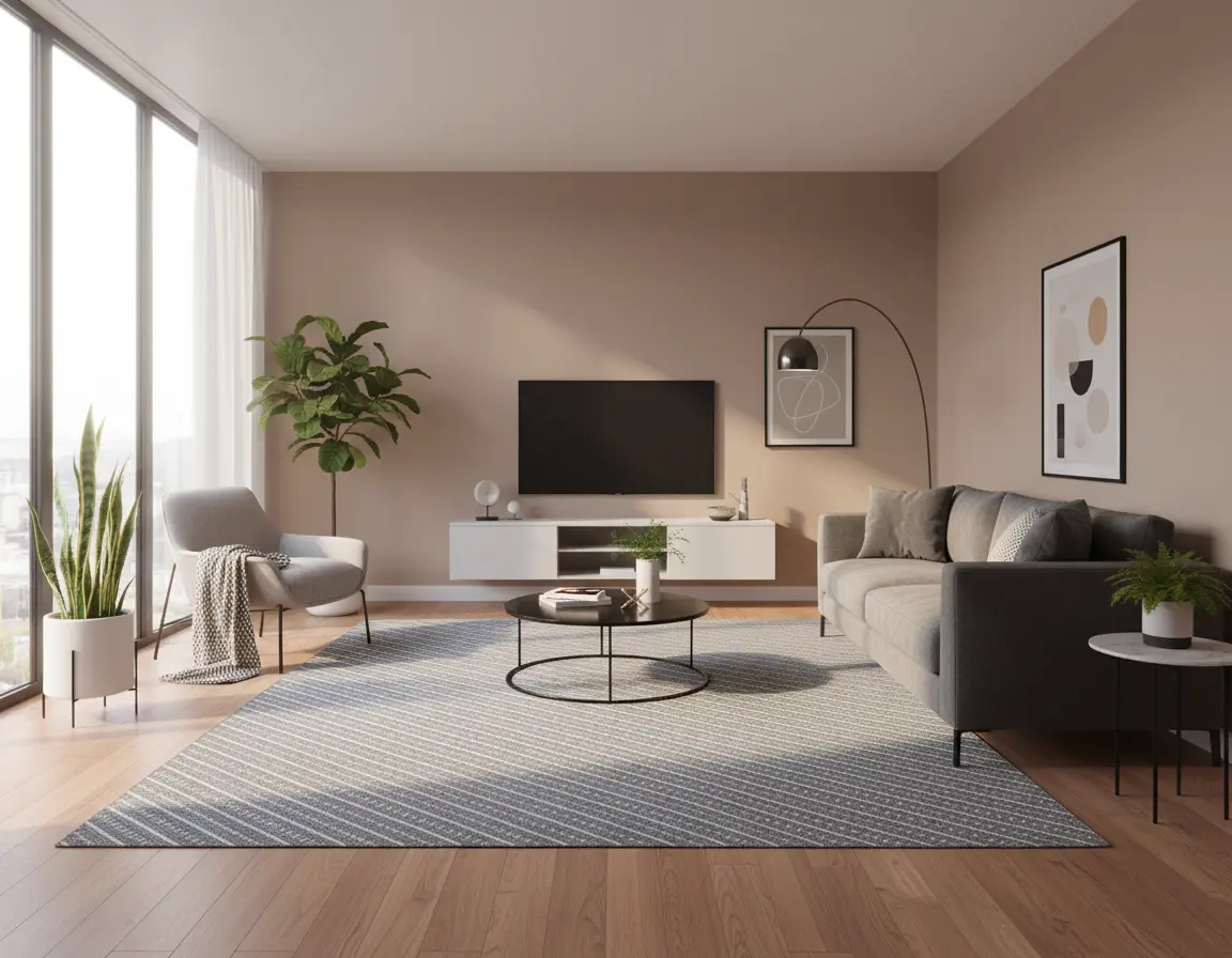 Tapete Moderno Gris con Diseño de Rayas Delgadas Render