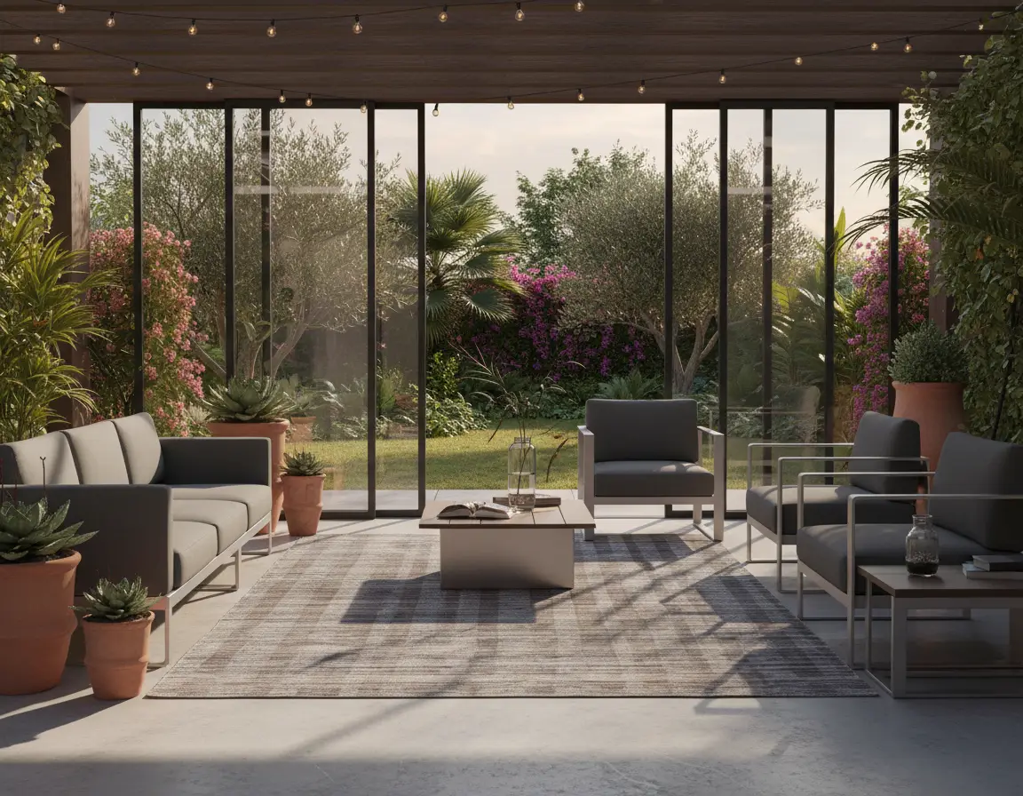 Tapete Moderno Neutro con Diseño a Rayas en Gris Oscuro Render