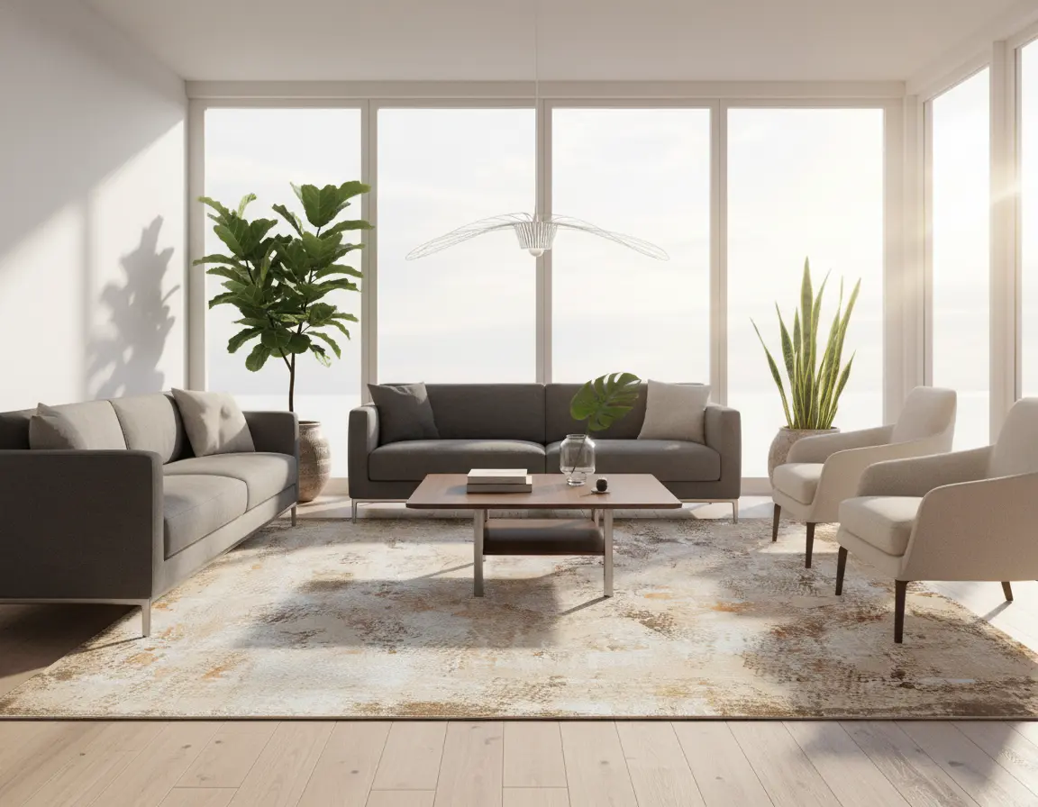 Tapete Abstracto Neutro con Diseño Texturizado en Cafe Render