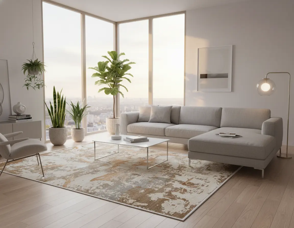 Tapete Moderno Neutro con Textura Abstracta en Cafe Render