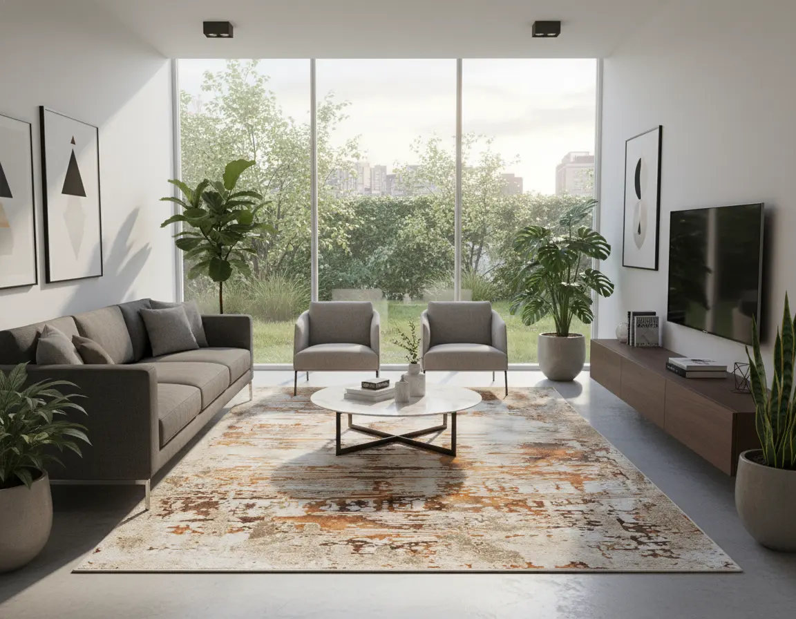 Tapete Vintage Neutro con Diseño Abstracto en Cafe Render