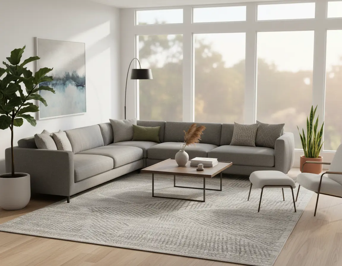 Tapete Moderno Neutro con Diseño Geométrico en Gris Render