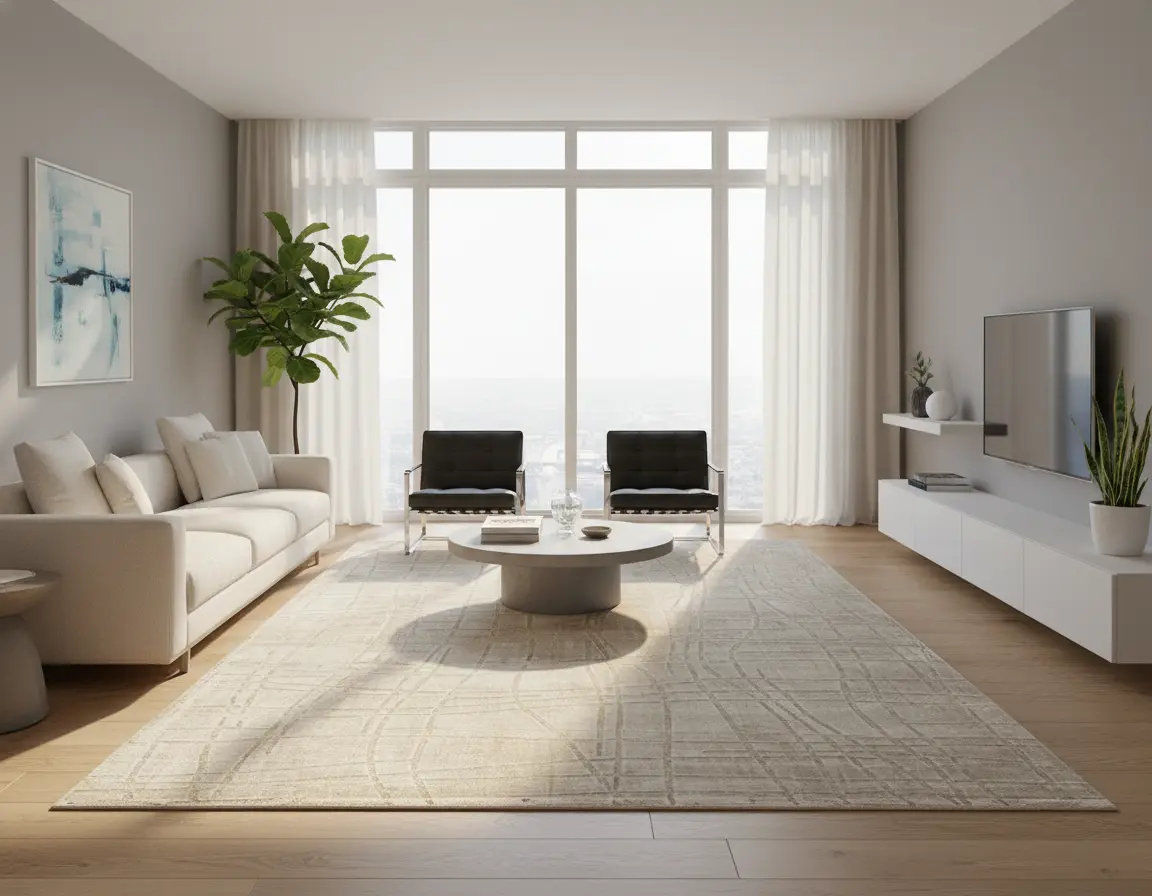 Tapete Moderno Neutro con Diseño Abstracto Geométrico Render