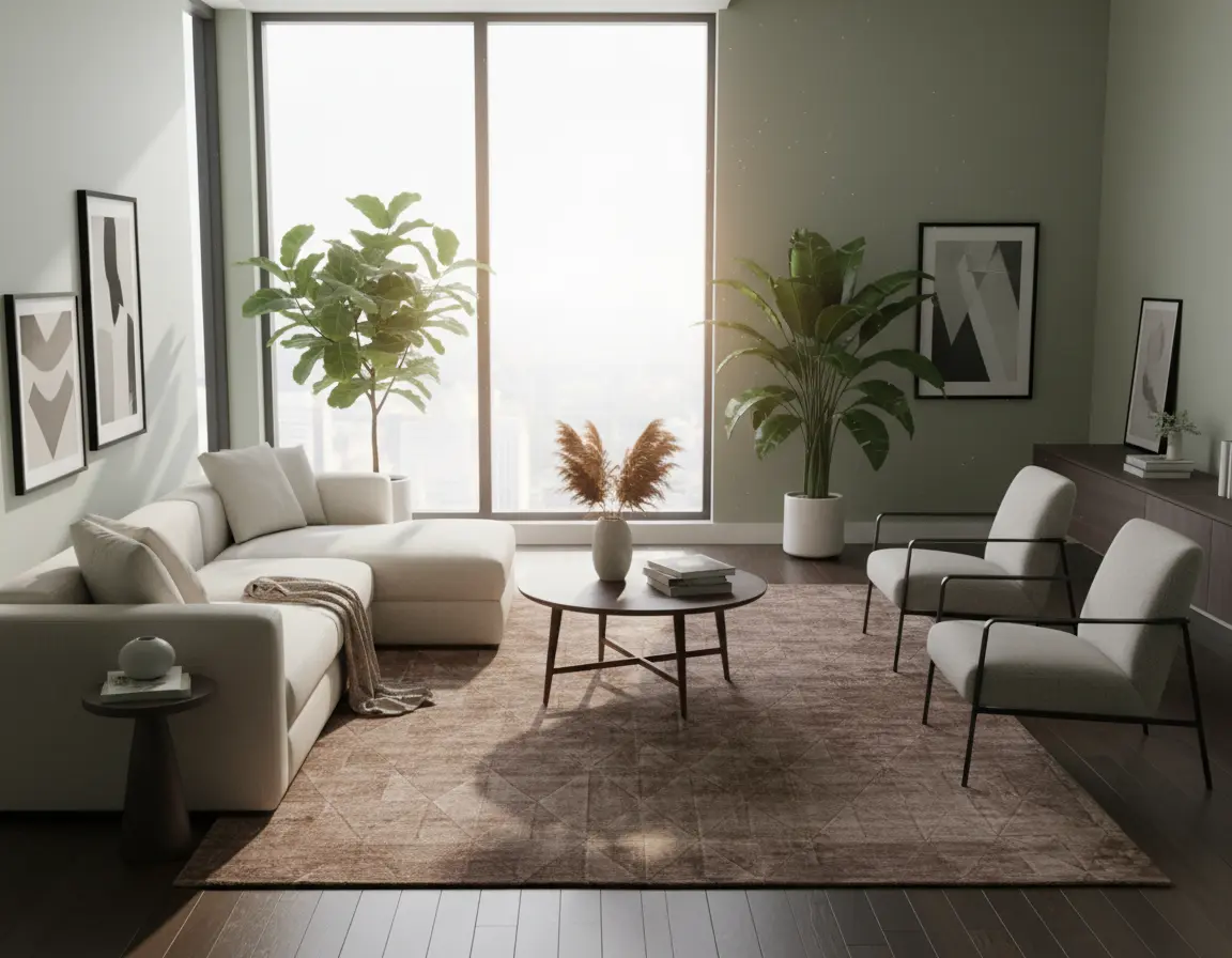 Tapete Texturizado Cafe con Diseño Geométrico Suave al Tacto Render