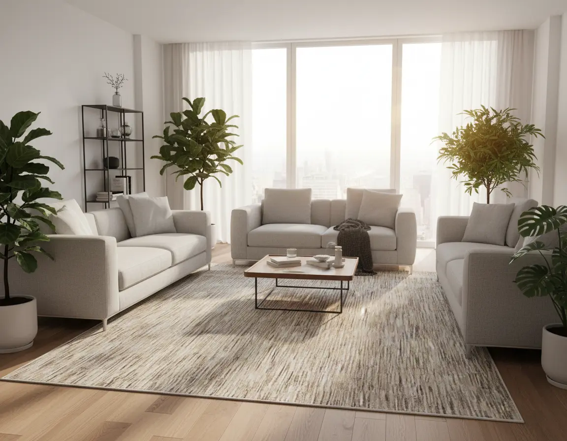 Tapete Moderno Neutro con Diseño de Líneas en Gris Oscuro Render