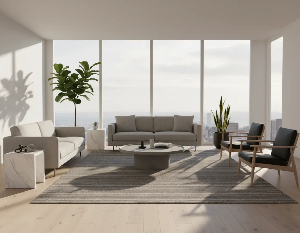 Tapete Moderno Gris con Diseño a Rayas Render