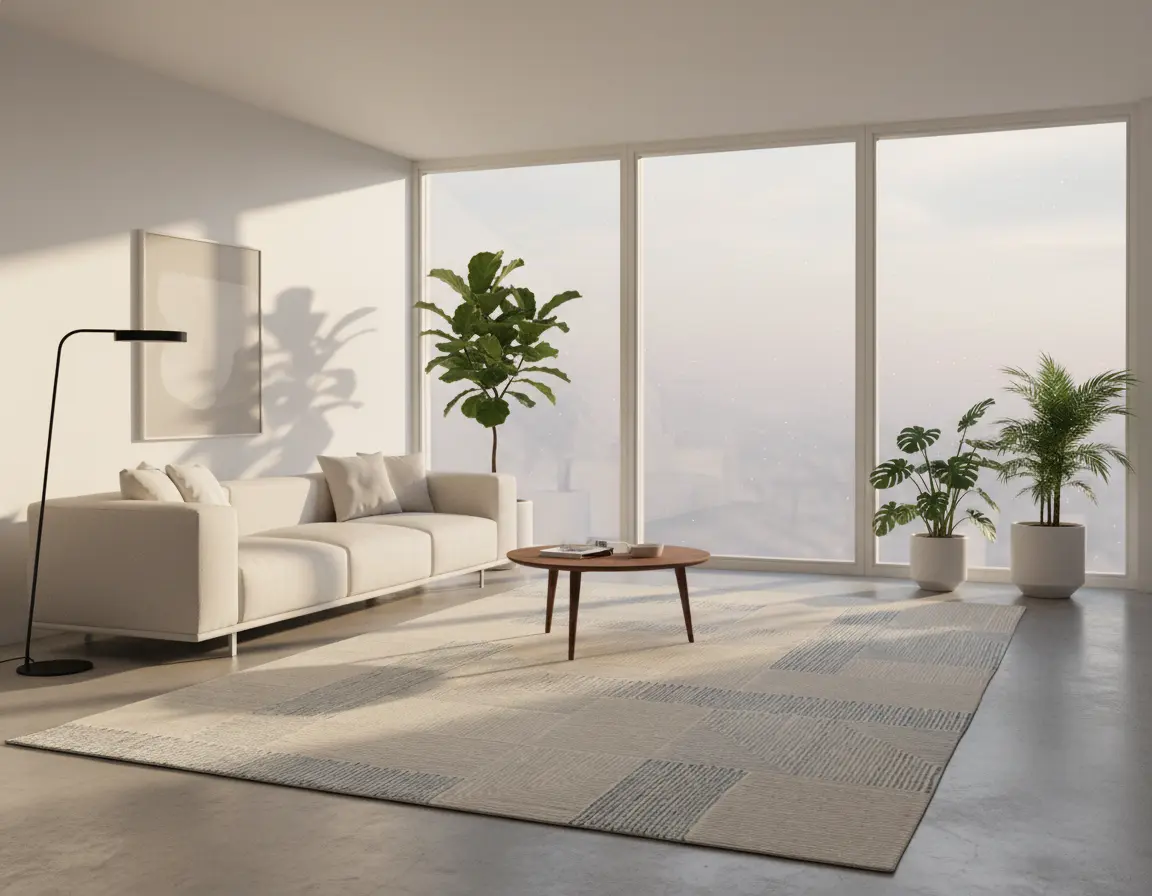 Tapete Moderno Neutro con Diseño Geométrico en Gris Render