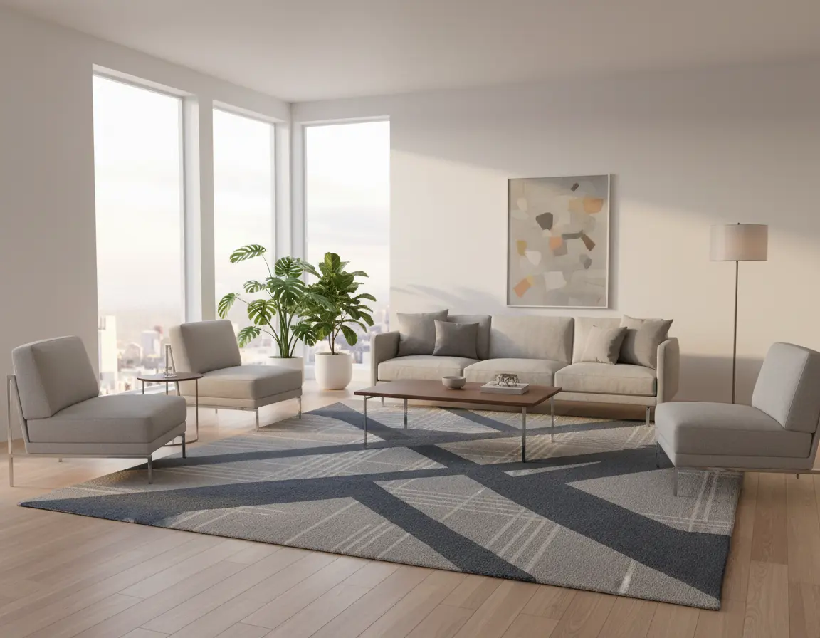 Tapete Moderno Gris con Diseño Geométrico en Gris Oscuro Render