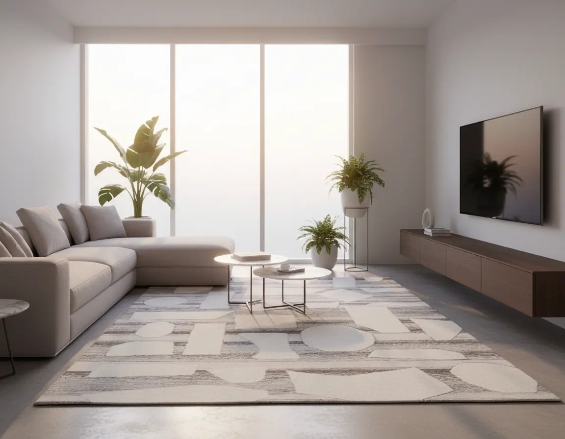 Tapete Moderno Neutro con Diseño Abstracto Texturizado Render