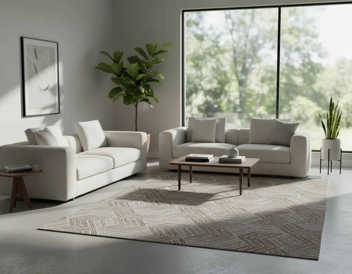 Tapete Moderno Gris con Diseño Geométrico en Cafe Render