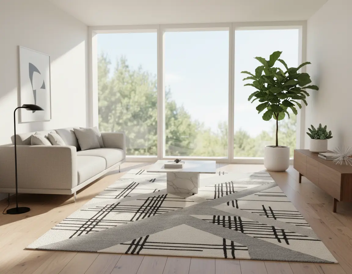 Tapete Moderno Neutro con Diseño Geométrico en Gris Oscuro Render