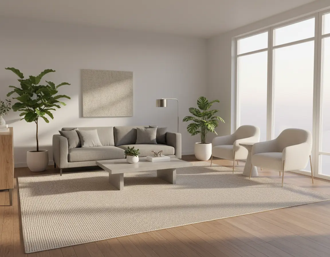 Tapete Texturizado Neutro con Diseño Lineal Fino, Colección SAIRA Render