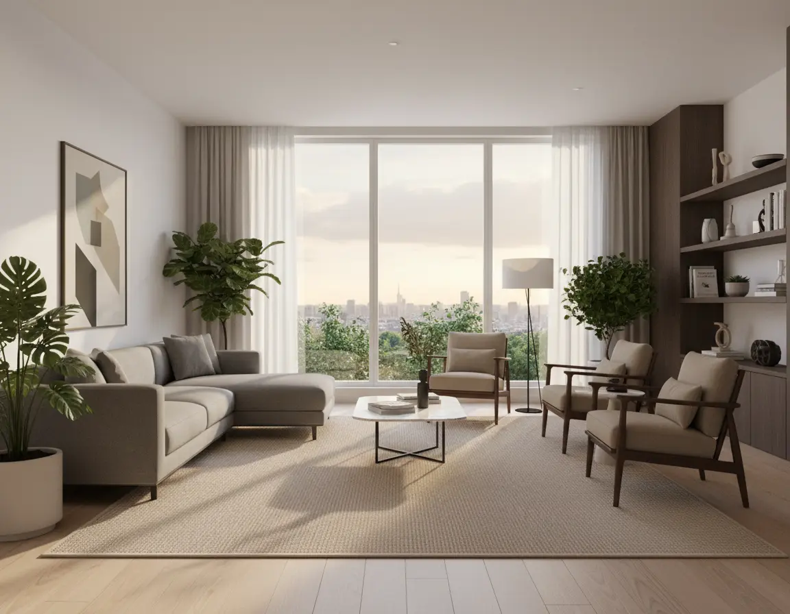 Tapete Texturizado Neutro con Tejido Plano Render