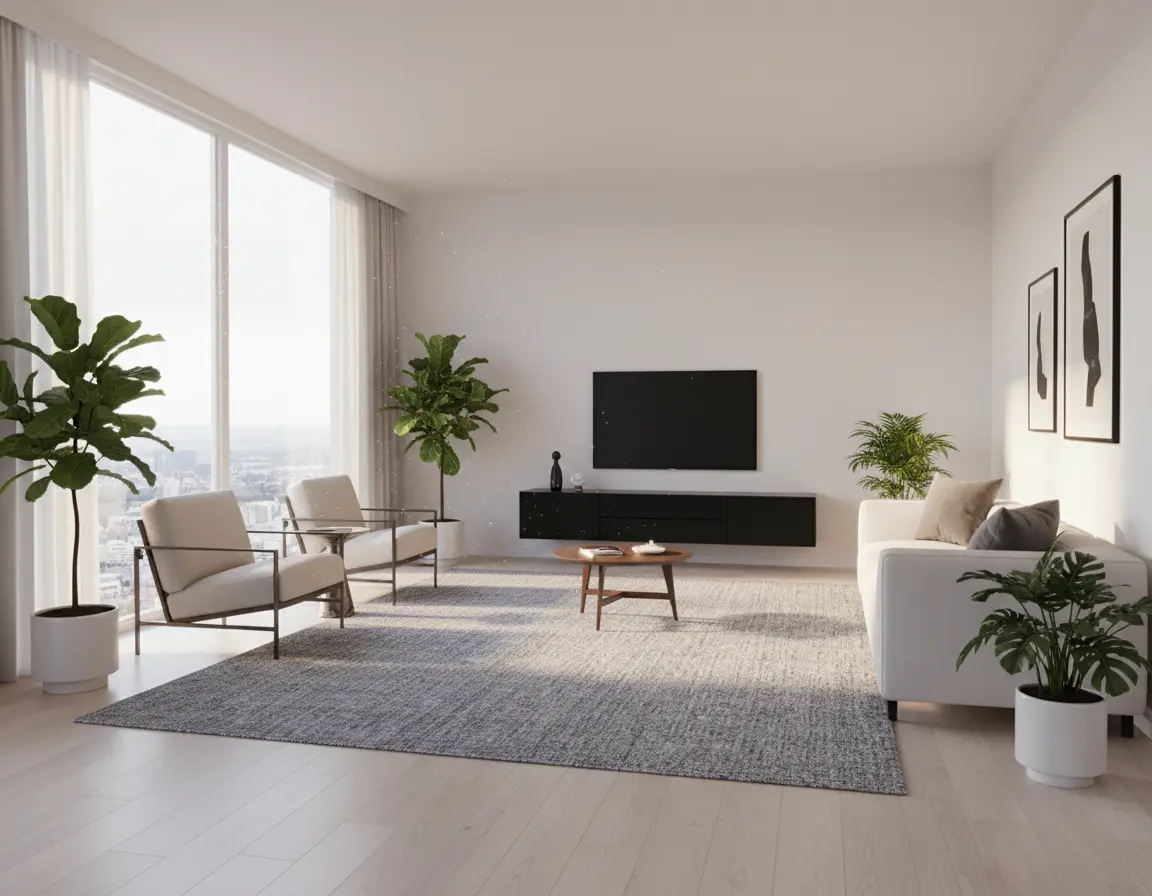 Tapete Moderno Gris con Textura Tejida Render