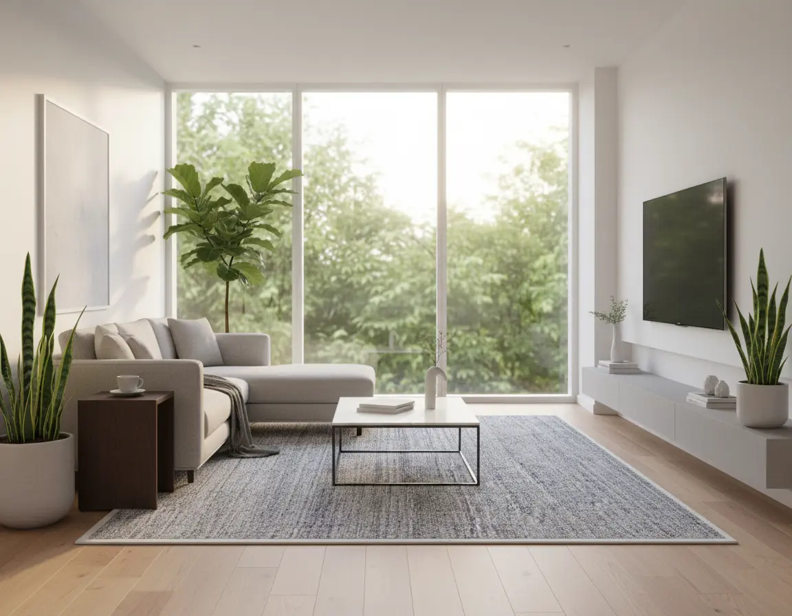 Tapete Moderno Gris con Textura Tejida en Azul Render