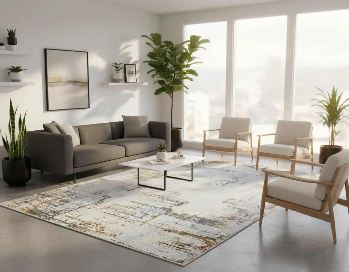 Tapete Moderno Neutro con Diseño Abstracto en Gris Oscuro Render