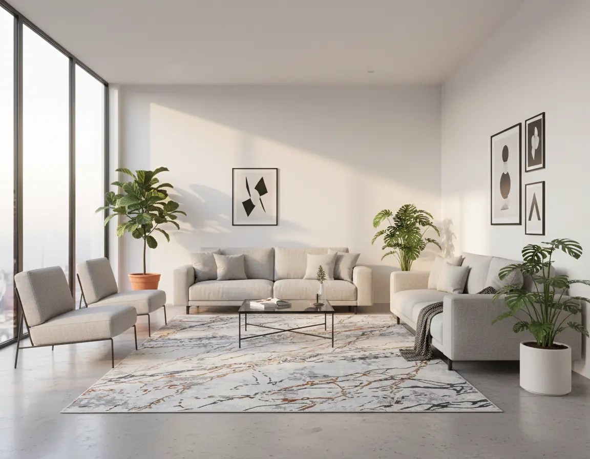 Tapete Moderno Neutro con Diseño Abstracto en Gris Oscuro y Bronce Render