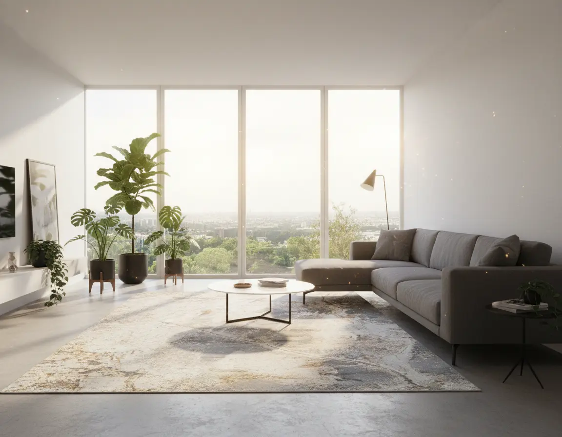 Tapete Abstracto Gris con Diseño Texturizado en Beige Render