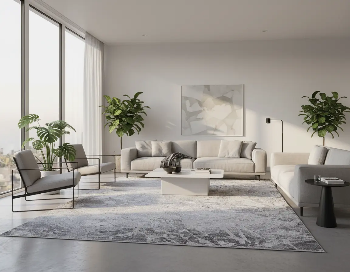 Tapete Abstracto Gris con Textura Suave y Fácil de Limpiar Render