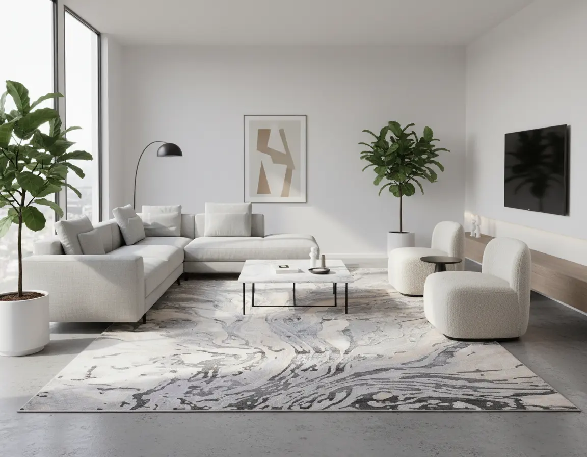 Tapete Moderno Neutro con Diseño Abstracto en Gris Render