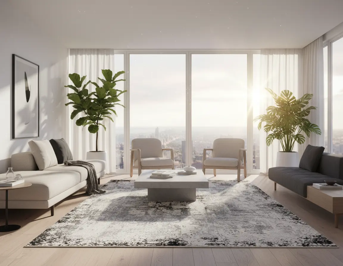 Tapete Moderno Neutro con Diseño Abstracto en Gris Oscuro Render